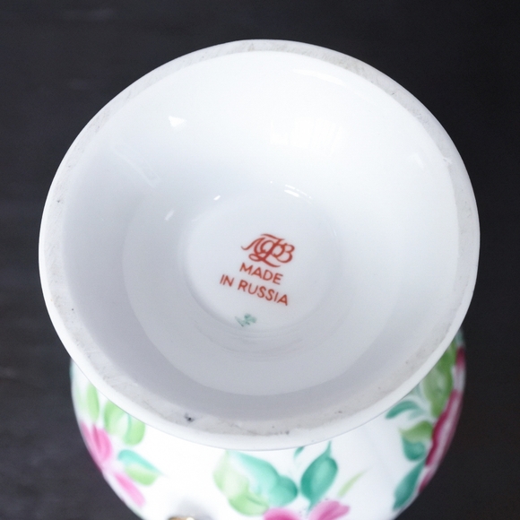 Vintage Lomonosov Imperial Russian Porcelain Light Day Pink Blue Floral Teapot - Picture 8 of 8